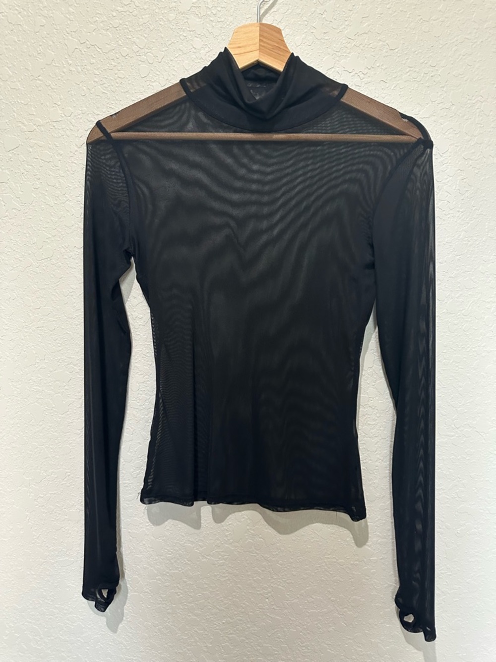 Foxblood Black Mesh Long Sleeve Turtleneck - Goth Layering Top - XS